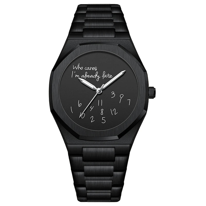 Montre "Who cares I'm already late" Black Cat